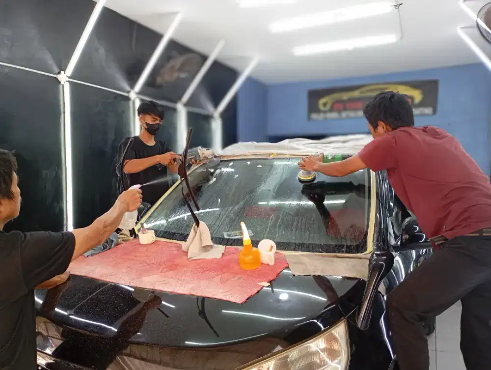 Poles kaca baret & poles headlamp