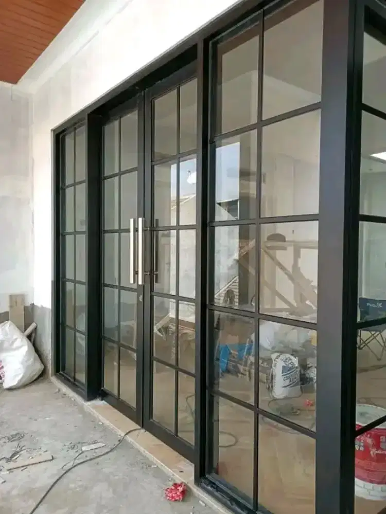 Kusen aluminium pintu jendela kaca partisi kaca