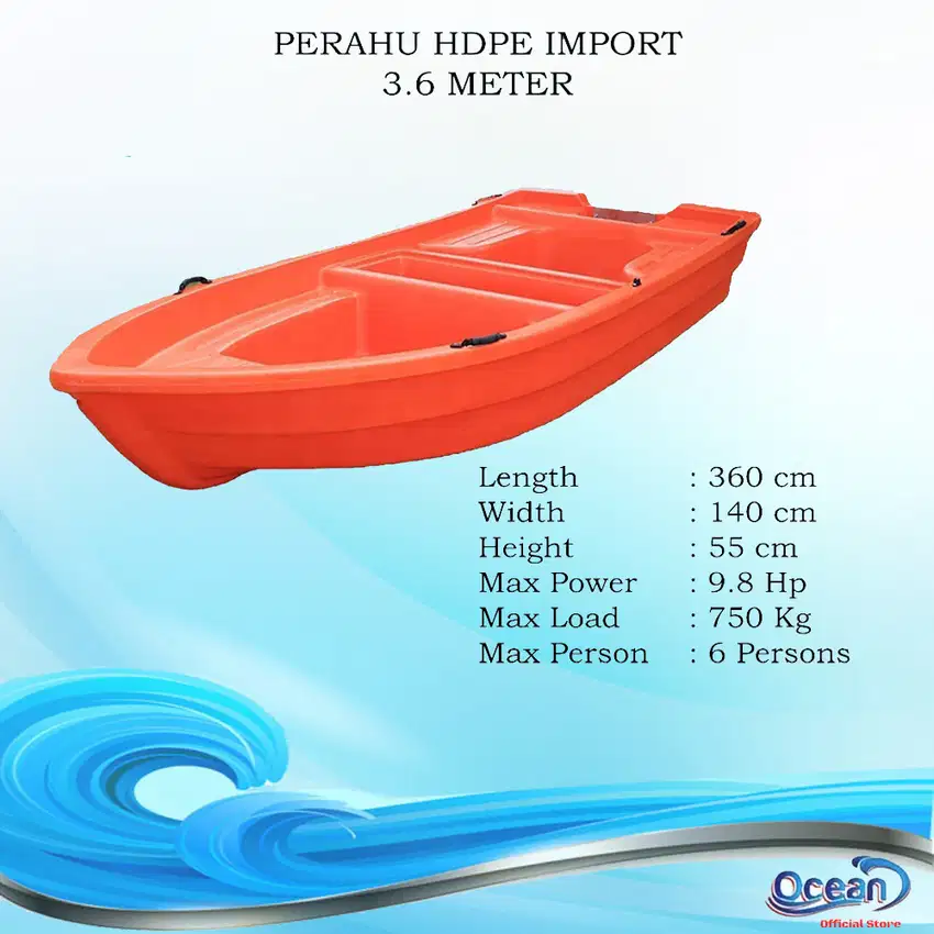 Perahu HDPE/PE Boat 3.6 Mtr Anti Bocor Lebih Kuat dari Fiber dan Karet