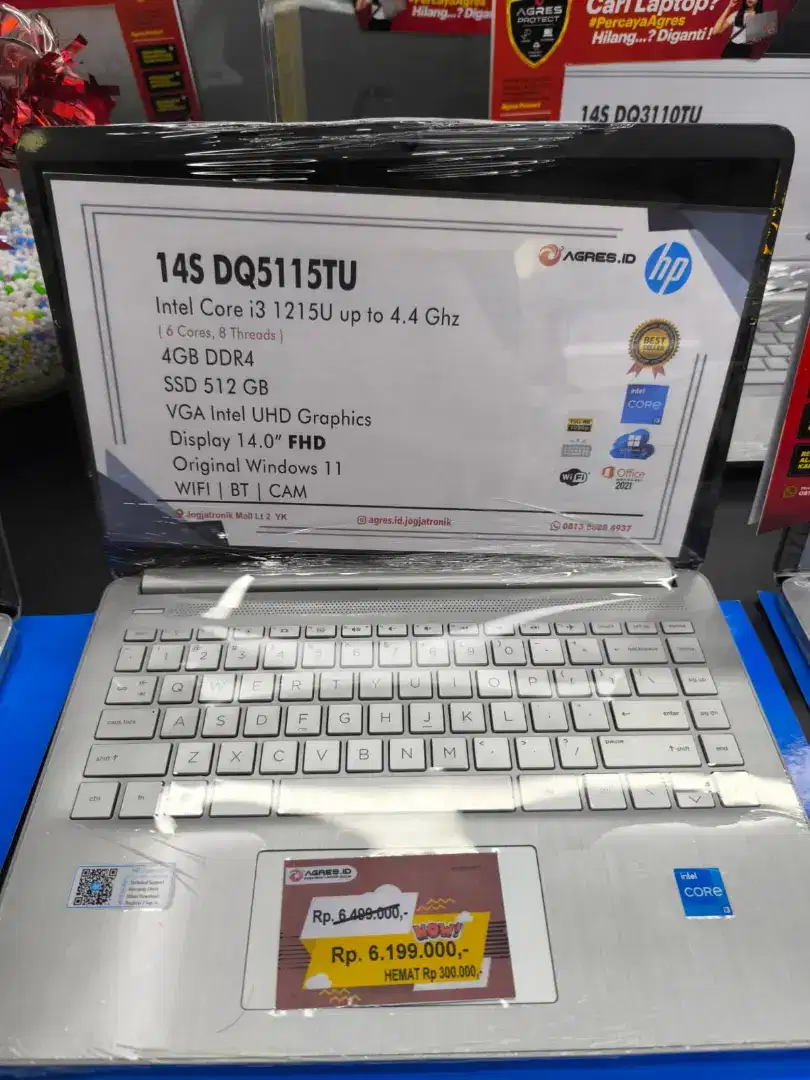 Kredit Laptop 14S DQ5115TU
Intel Core i3 1215U up to 4.4 Ghz