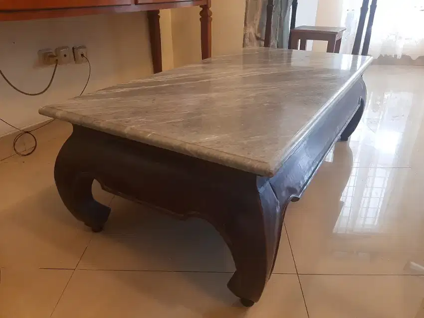 Coffee Table Antik Kayu Jati dan Marmer Tua Langsung Ditawar Aja Kak