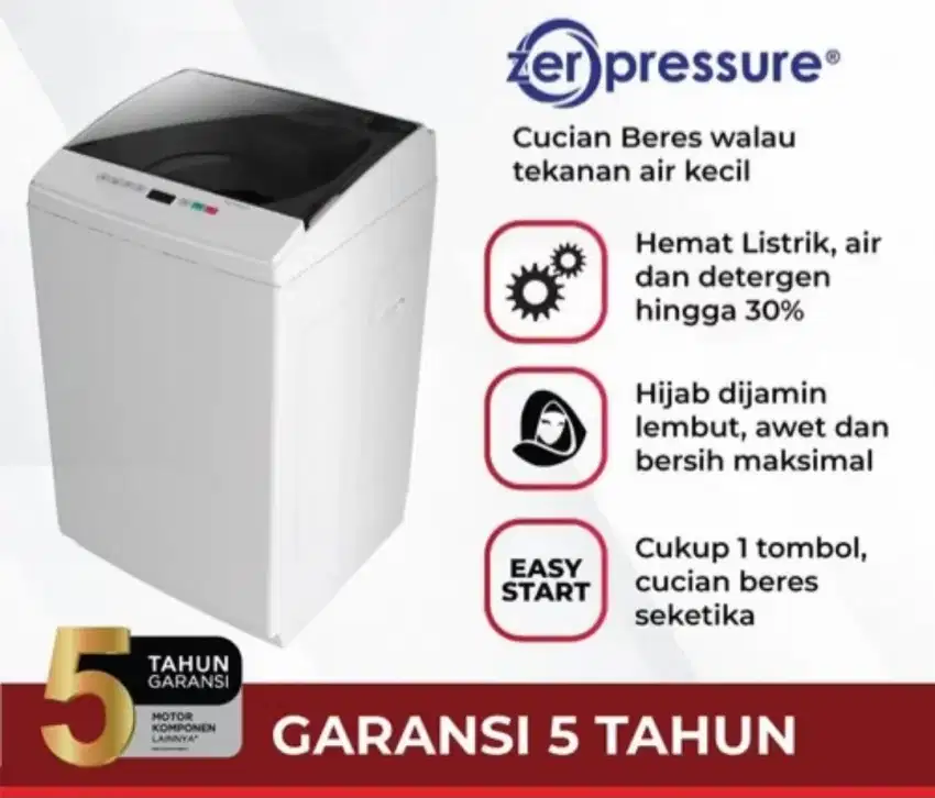 TERMURAH! CASH&KREDIT MESIN CUCI 1TABUNG POLYTRON ZEROMATIC PAW7527