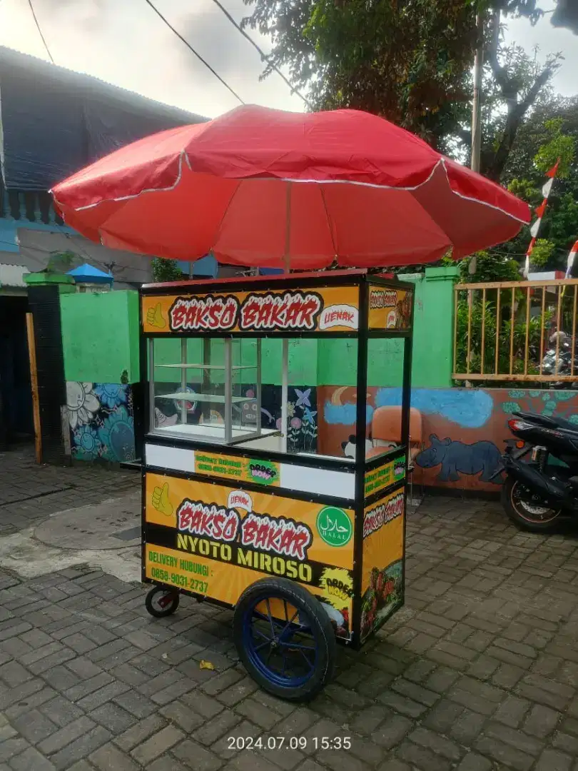 Gerobak sosis bakar murah rangka besi