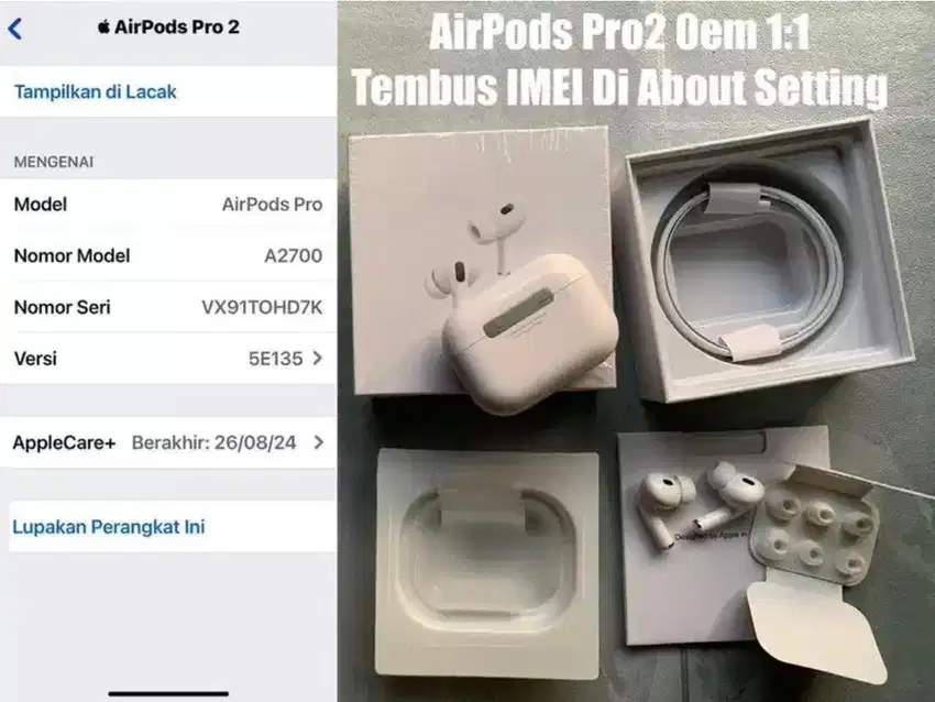 Airpods Pro 2 imei tembus about dan web apple pro gen2 tws bluetooth
