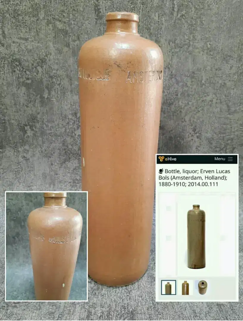 Botol kuno peninggalan Belanda.tinggi 29cm an.