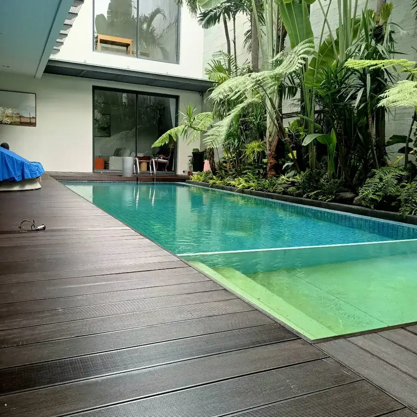 Lantai Parquet Kayu Decking Outdoor Kolam Renang / Pool Deck