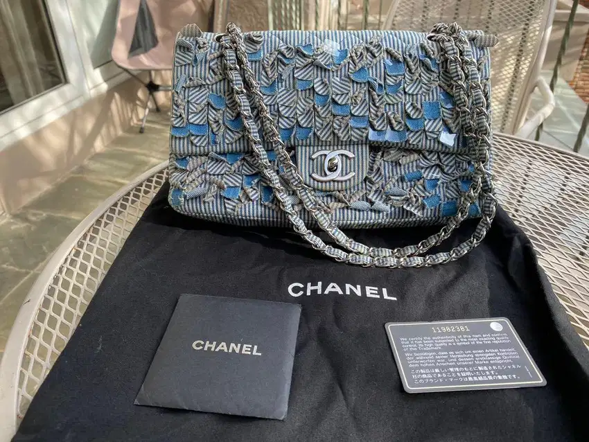 Chanel Stripe Denim Double Flap 11