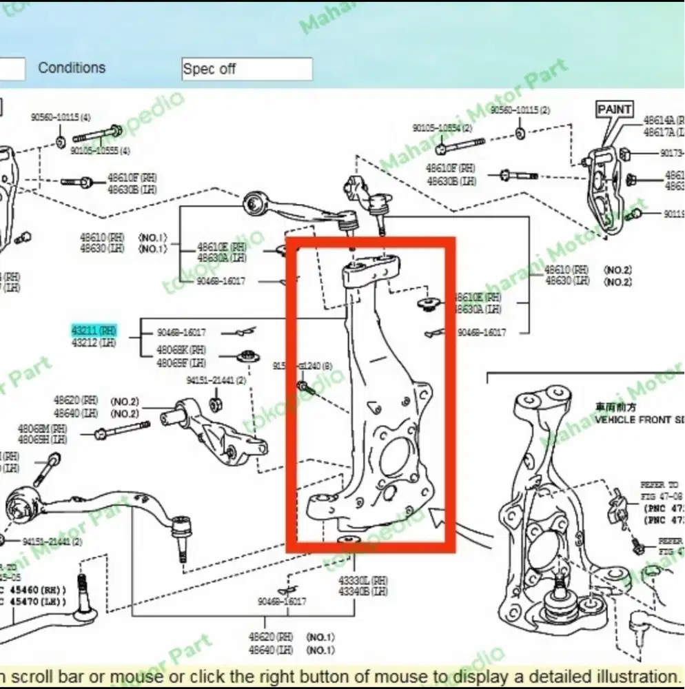 Knuckle Kuncle Arm FR RH Depan Kanan Lexus LS460 Original
