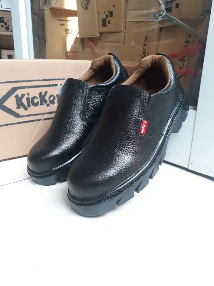 Sepati safety kulit asli slip on