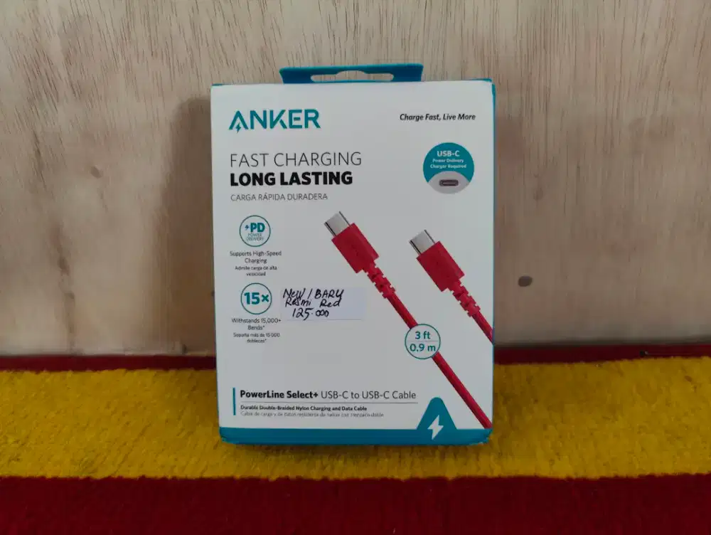 Anker Kabel Charger Powerline Select+ Type C To C 3ft 0,9M Red Baru
