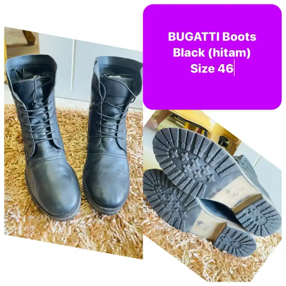 sepatu kulit boot merk Bugatti size 46