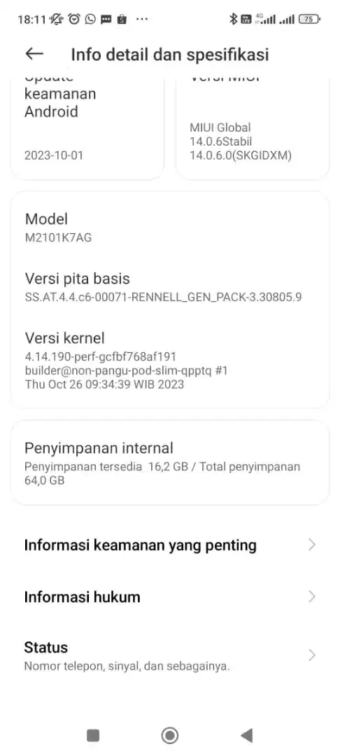 Redmi note 10 Ram 4 / 64