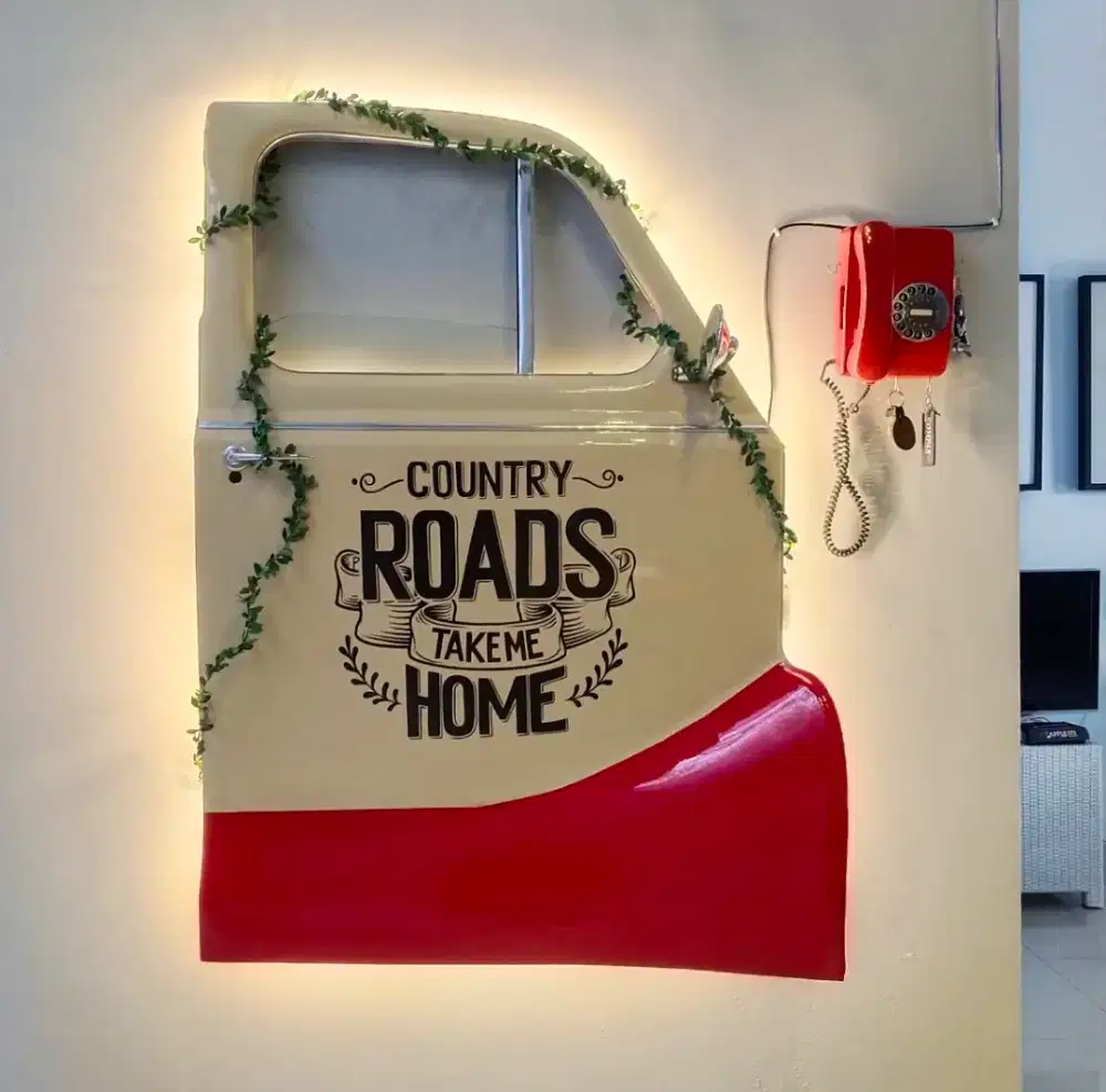 Lampu hiasan dinding wallart lawas sepeda vespa vintage antik jadul