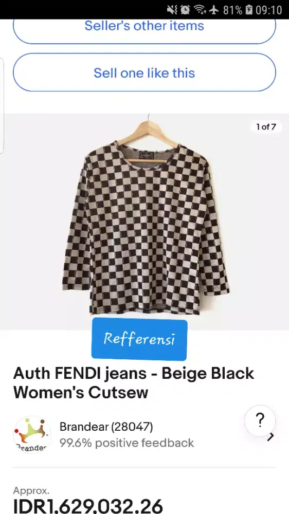 Auth fendi checkered tshirt