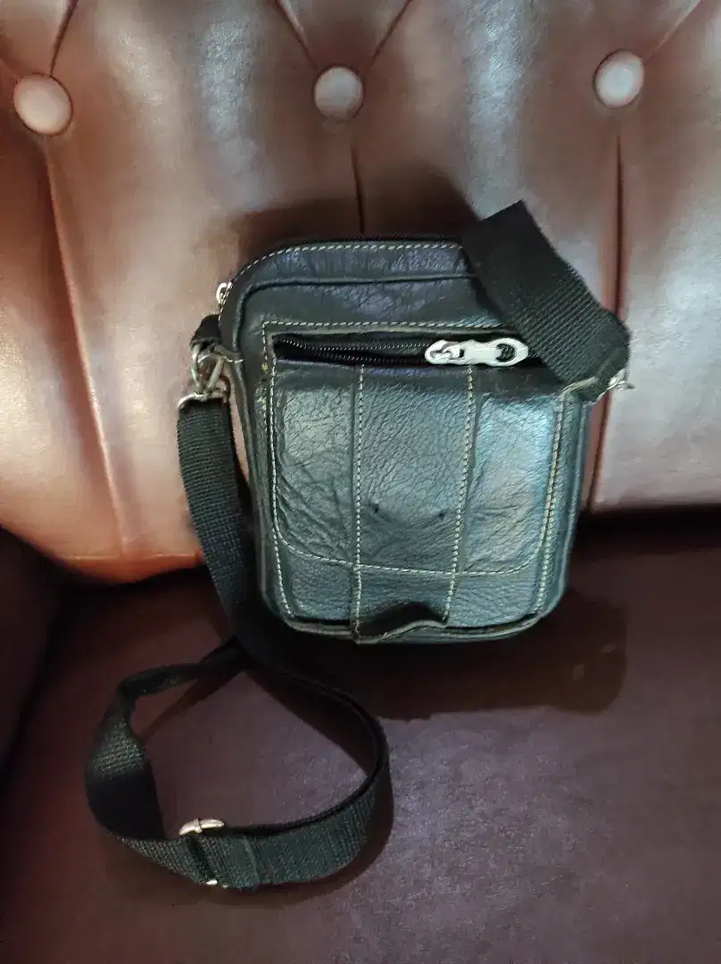 Tas pria dan wanita kulit asli sapi mini