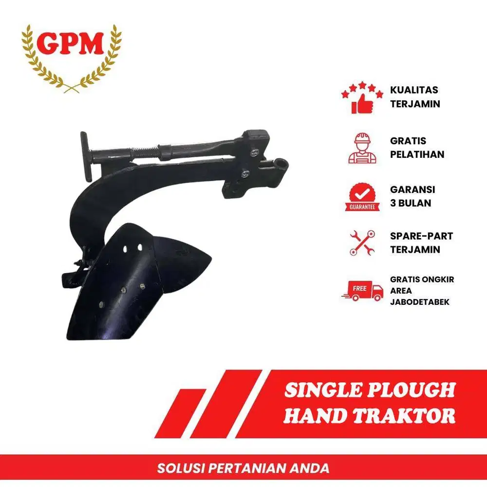 Implemen Bajak Tunggal (Single plough) untuk traktor tangan