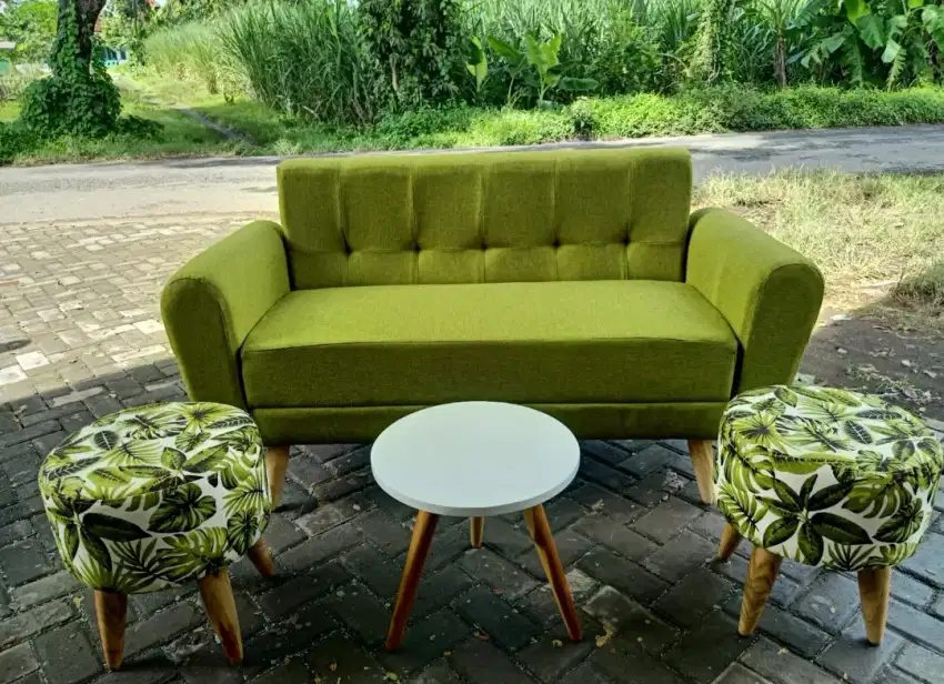 sofa hijau rumput 1 set