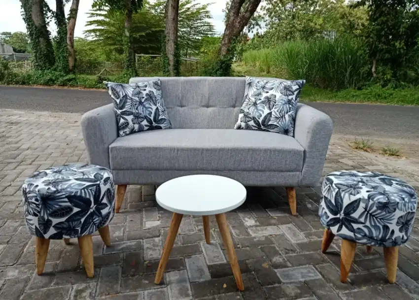 sofa abu-abu bludru canvas  jogja