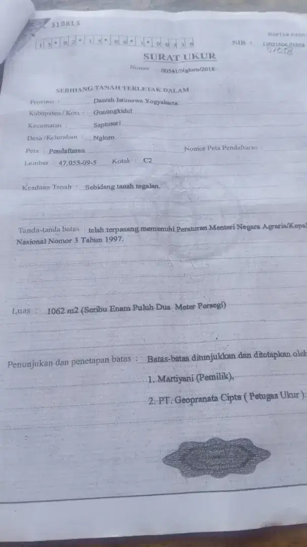 Tanah murah di saptosari Gunung Kidul