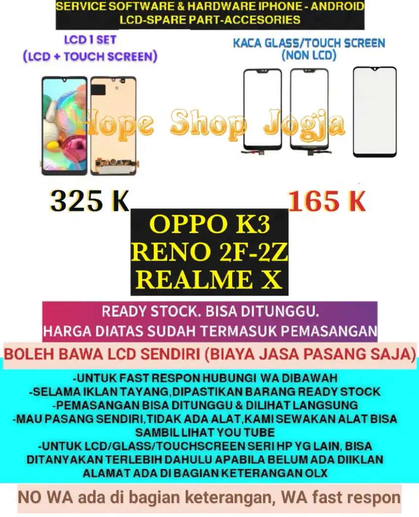 Touchscreen-Baterai-LCD OPPO K3/RENO 2F/2Z REALME X
