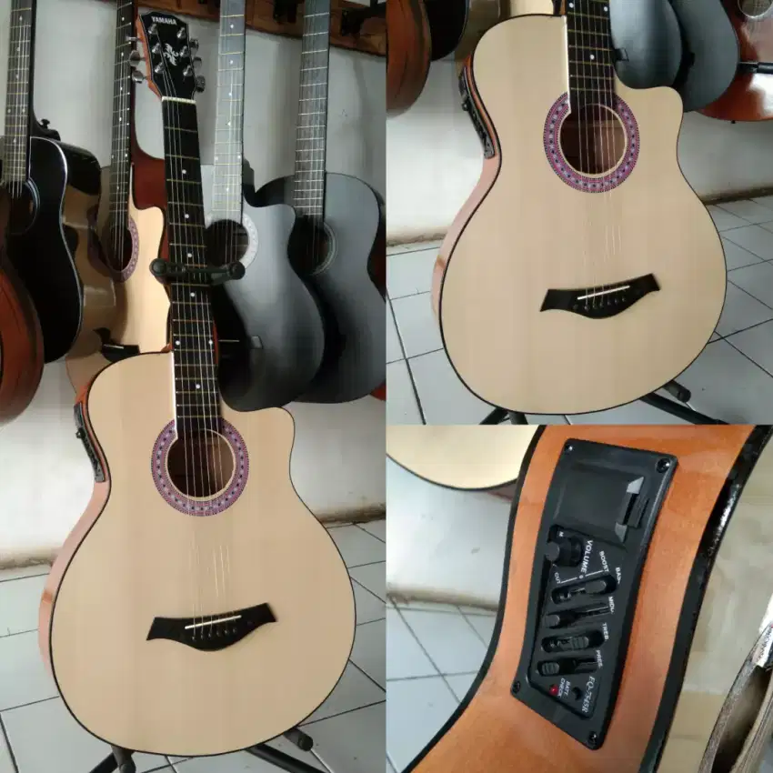 gitar yamaha akustik elektrik pemula custom termurah