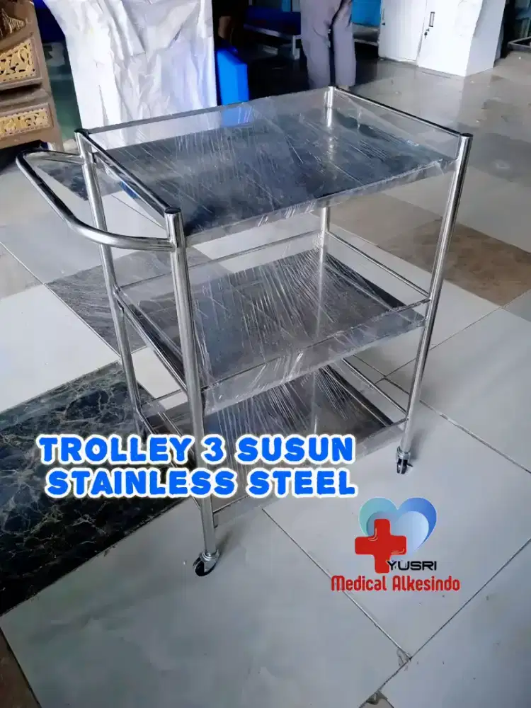 Meja Trolley 3 Susun | Troli Stainless 3 Rak