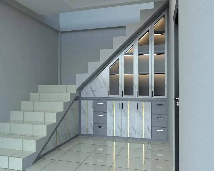 Lemari Bawah Tangga Minimalis Interior Modern Karawang