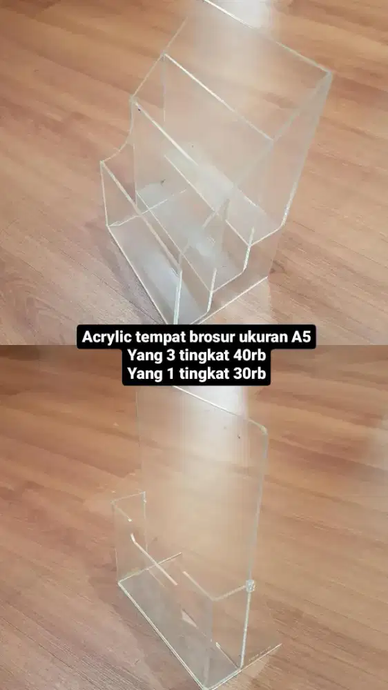 Tempat brosur A5 bahan acrylic bening
