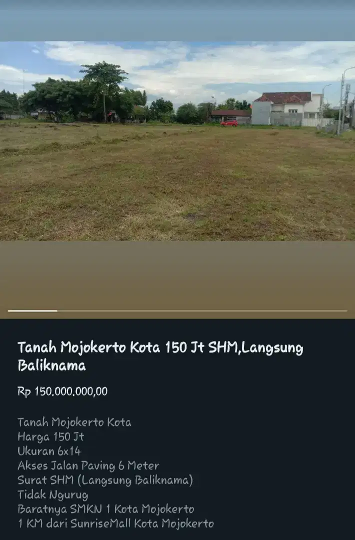 Pekarangan kota Mojokerto,SHM