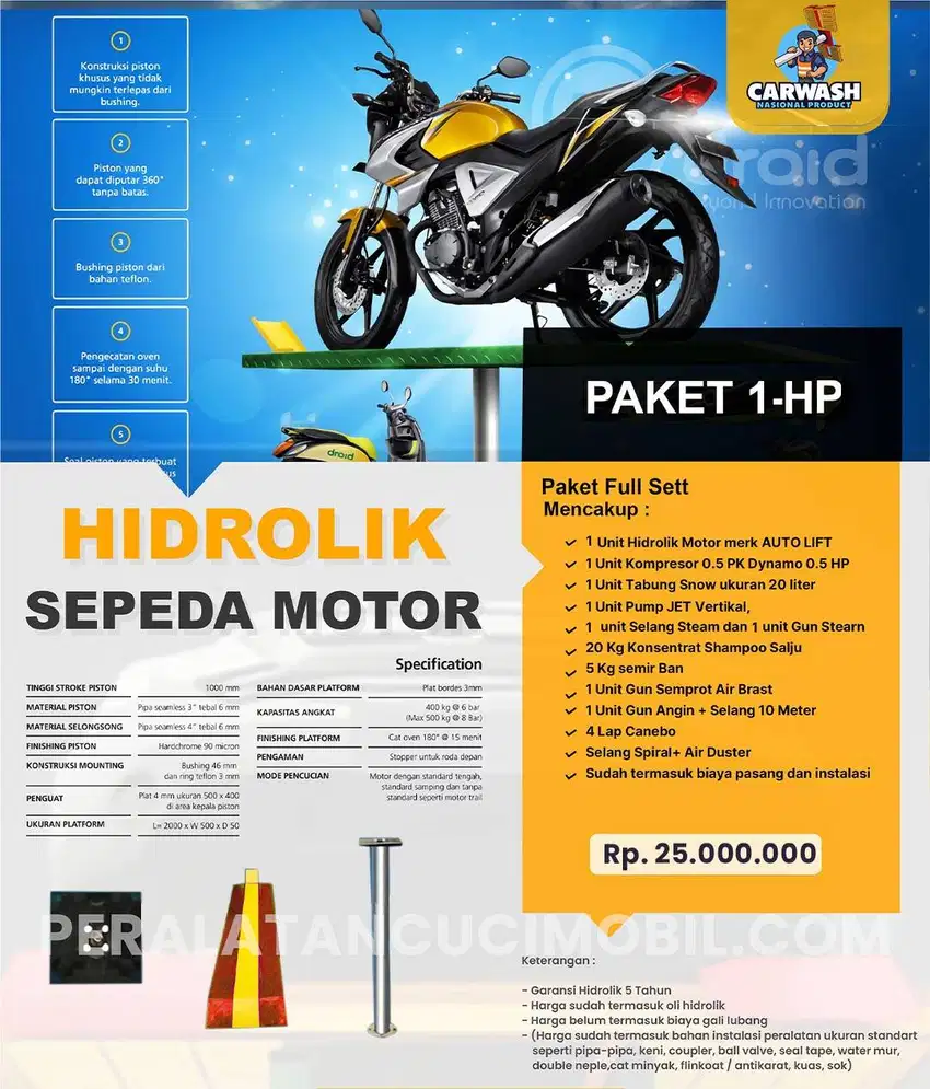 BARU PAKETAN 1 HIDROLIK CUCIAN MOTOR HP DARI CNP