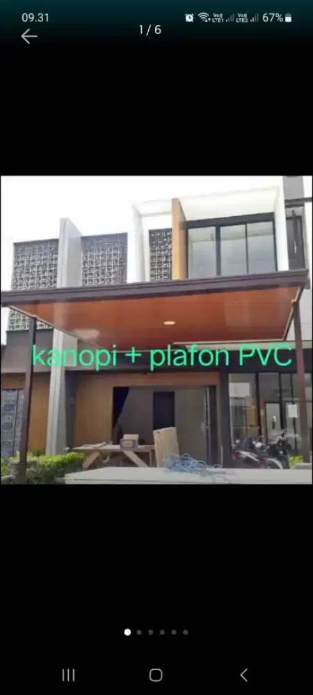 Canopy besi hollo, rangka baja ringan, kanopi baja ringan, plafon PVC