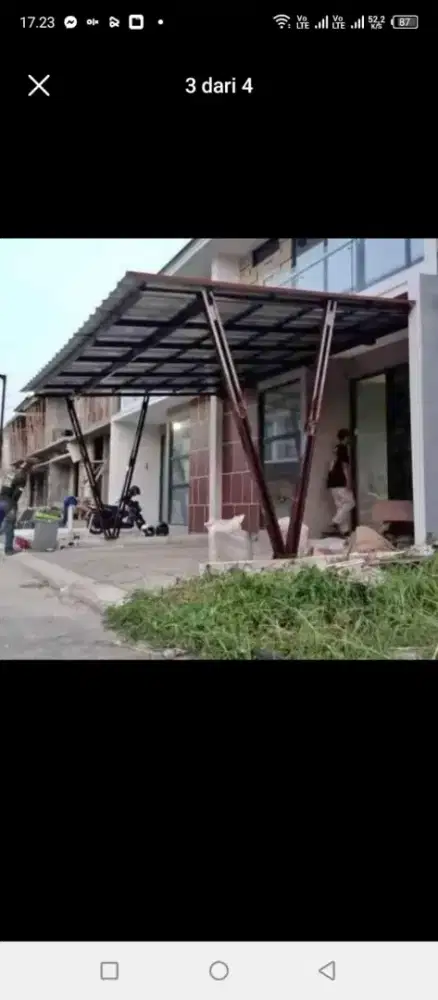 Canopy besi, kanopi baja ringan, rangka baja ringan, plafon PVC