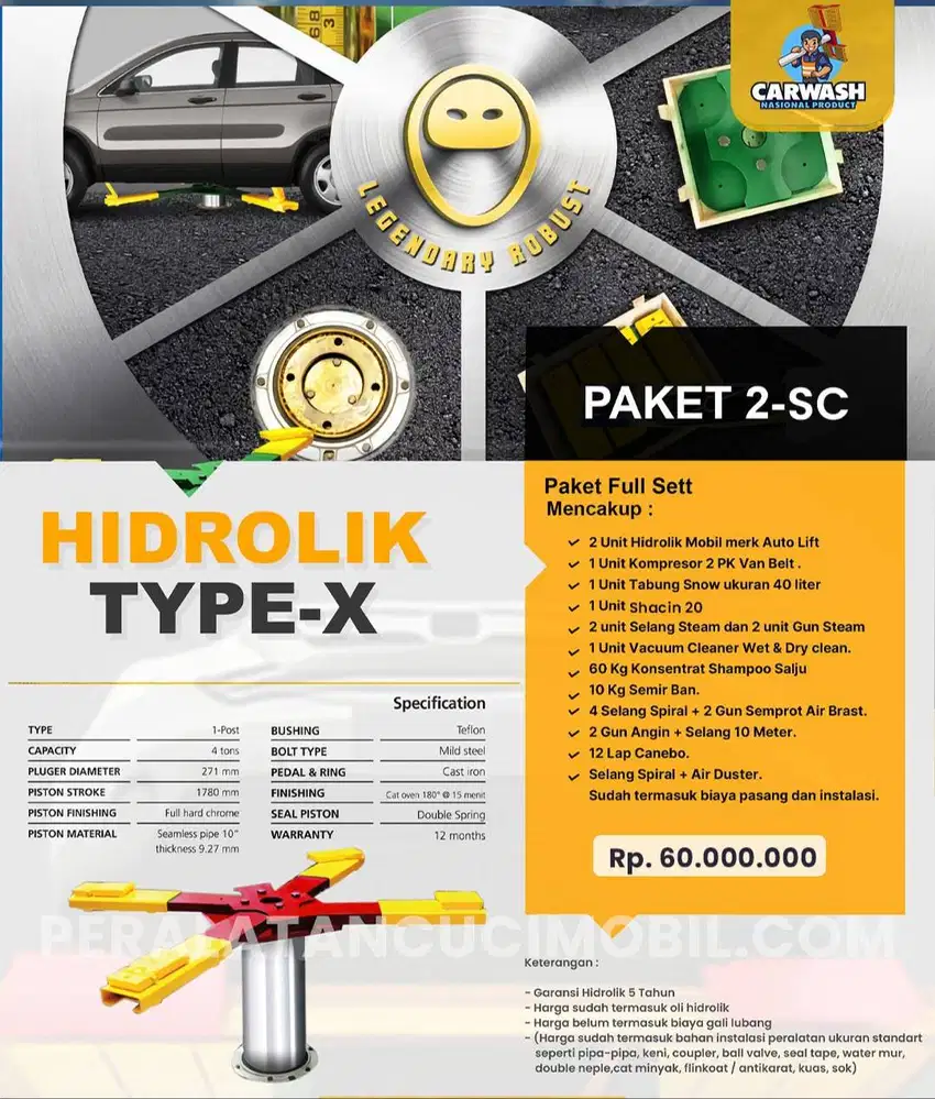 BARU CNP PAKETAN 2 HIDROLIK CUCIAN MOBIL TIPE X SC