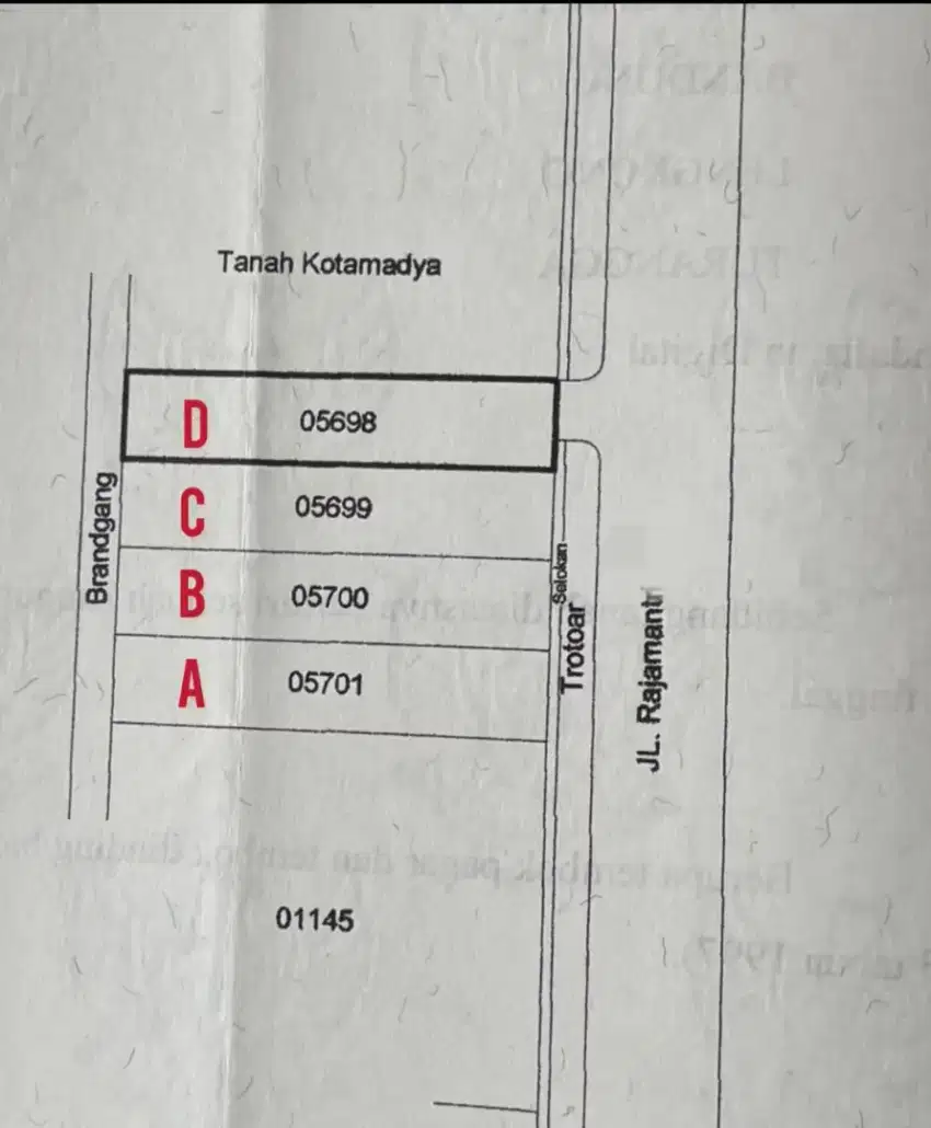 Jual 4 Kav tanah di Jln.Surya sumatri Turangga buah batu