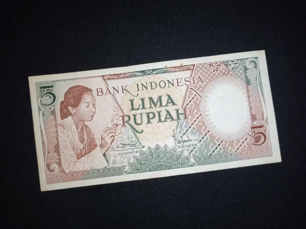 Uang Kertas Lama Kuno Rp 5 Mulus Antik