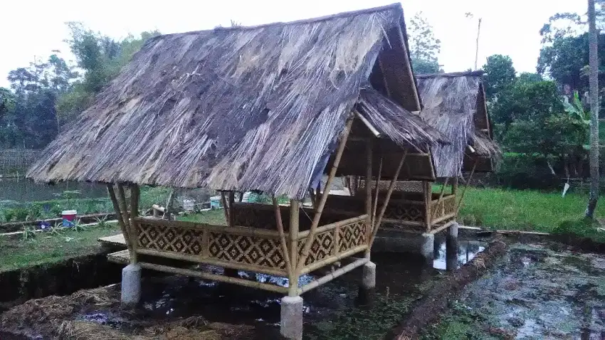 Gazebo bambu/saung bambu ukuran 2x2 harga termurah d bandung 6jt