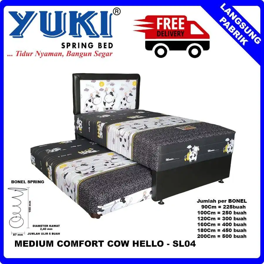 Promo Spring Bed 2 in 1 Medium Comfort Hello Cow 120 x 200