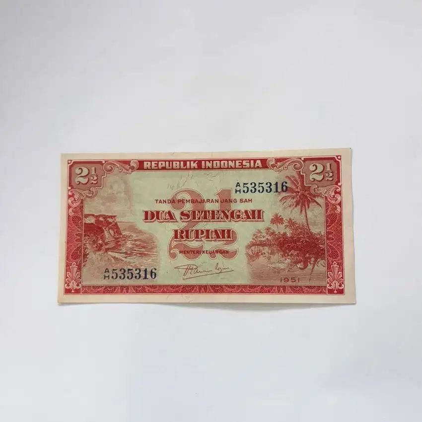 Uang Kuno 2 1/2 Rupiah 1951.