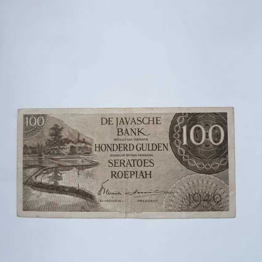 Uang Kuno 100 Gulden 1946 De Javasche Bank