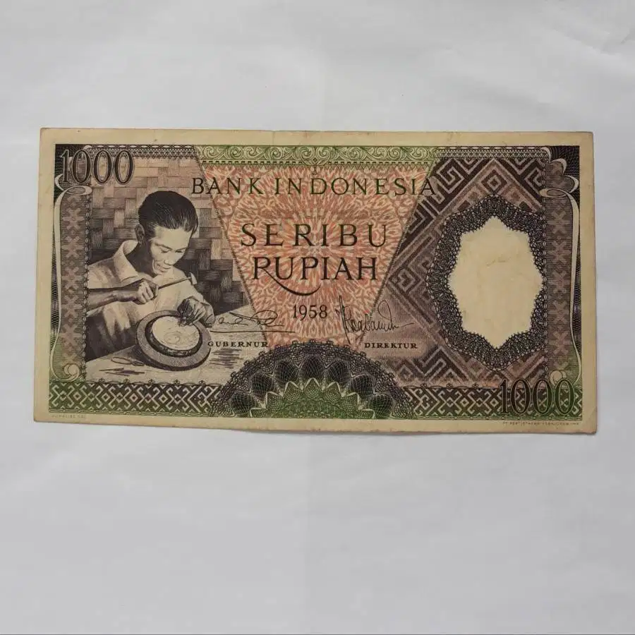 Uang Kuno 1000 Rupiah 1958 Green