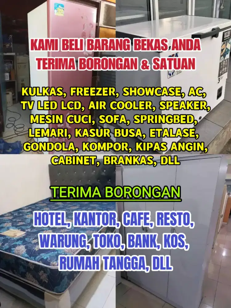 Kami beli barkas kulkas freezer showcase sofa springbed lemari Ac Tv