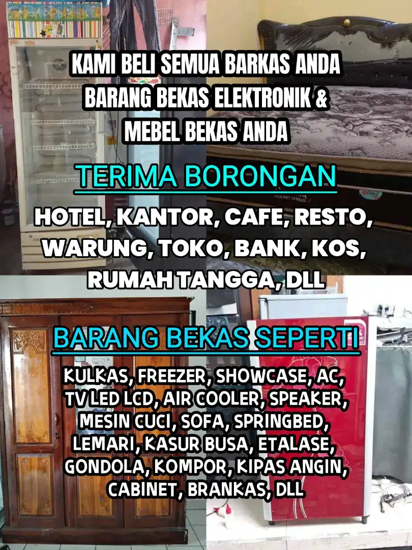 Dibeli TV bekas dan kulkas freezer Showcase Mesin cuci sofa springbed