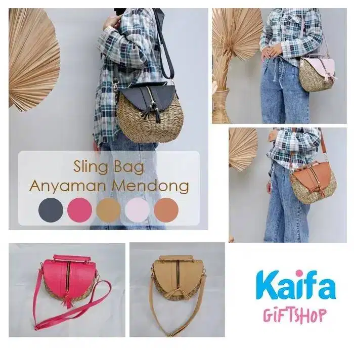 Sling Bag/ Souvenir Tas Selempang Wanita Anyaman Mendong