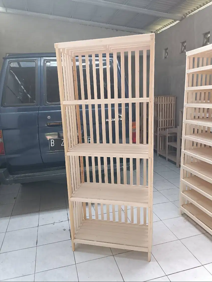 rak kayu serbaguna 4 kolong