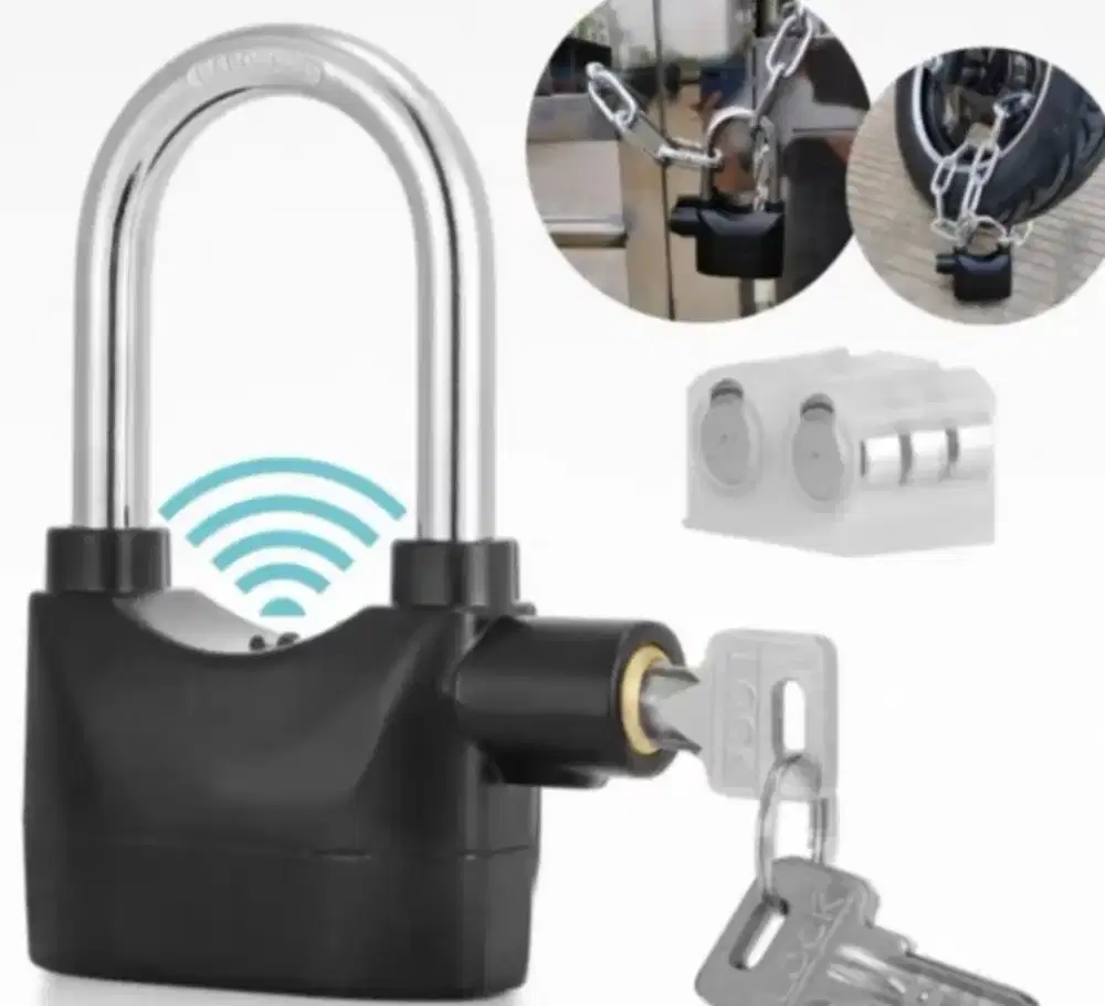 Gembok cakram alarm anti maling - free batere cadangan