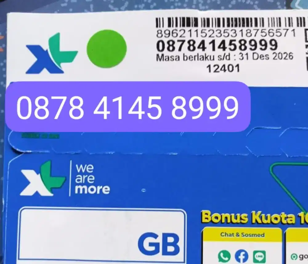 NOMOR CANTIK XL TRIPLE SEMBILAN ADA KUOTA 3 GB NASIONA 30 HARI.