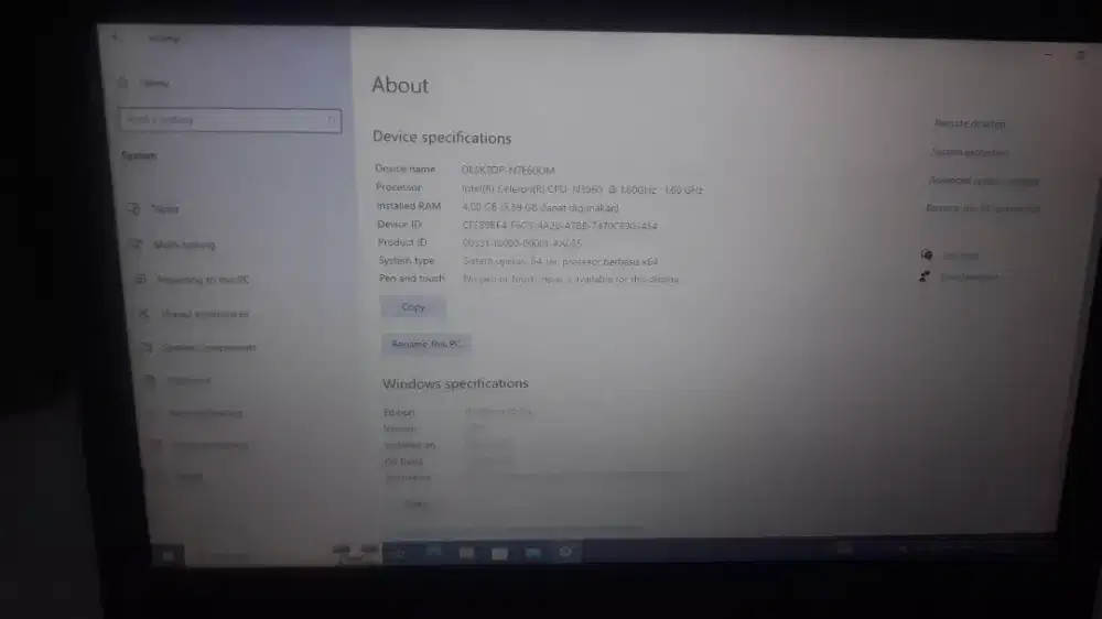 Laptop Asus X541S Ram 4Gb