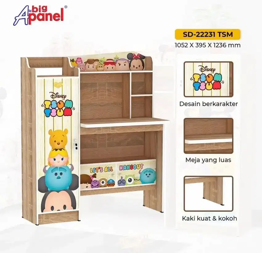 Meja Belajar Apanel motif Tsum-Tsum