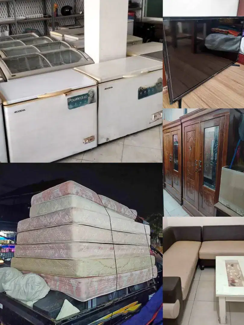 Kami beli Tinggi Barkas freezer box Springbed lemari Tv Ac Kulkas Dll