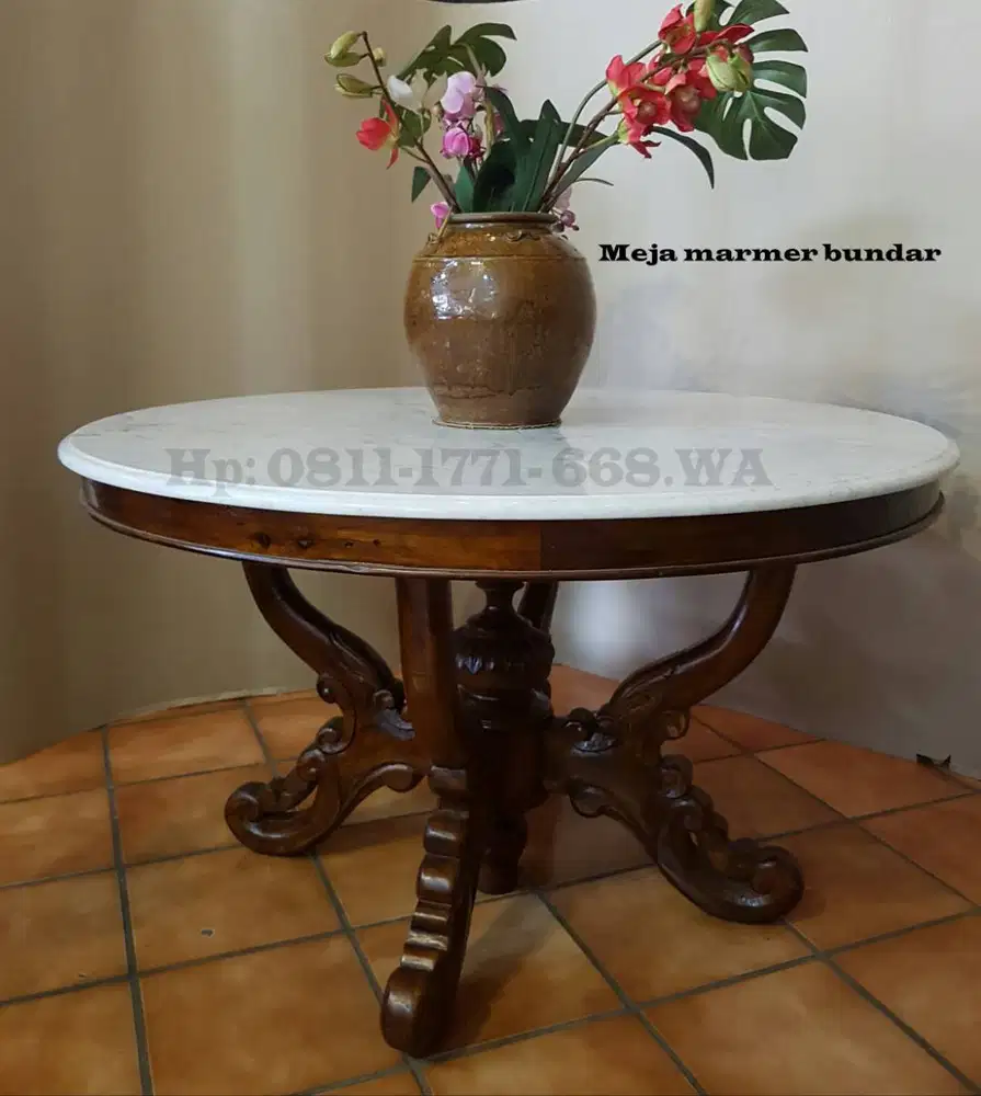 Meja Voyer & Meja makan marmer antik